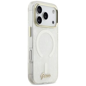 Dėklas Guess IML Shell Script Metal MagSafe Apple iPhone 17 Pro Max baltos spalvos - Image 4