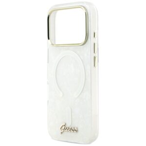 Dėklas Guess IML Shell Script Metal MagSafe Apple iPhone 17 Pro Max baltos spalvos - Image 6