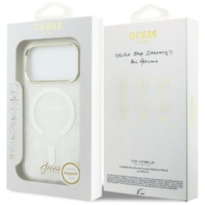 Dėklas Guess IML Shell Script Metal MagSafe Apple iPhone 17 Pro Max baltos spalvos - Image 8