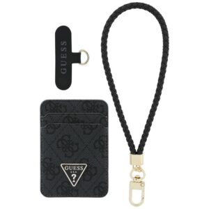 Guess wallet + hand strap set Guess triangle MagSafe juodos spalvos