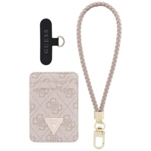 Guess wallet + hand strap set Guess triangle MagSafe rožinės spalvos - Image 1