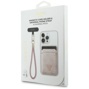 Guess wallet + hand strap set Guess triangle MagSafe rožinės spalvos - Image 6