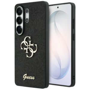 Dėklas Guess Fixed Glitter Big 4G Metal Logo Samsung Galaxy S26 Ultra juodos spalvos