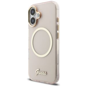Dėklas Guess IML Script Metal MagSafe Apple iPhone 17 rožinės spalvos - Image 2