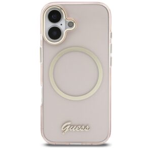 Dėklas Guess IML Script Metal MagSafe Apple iPhone 17 rožinės spalvos - Image 3