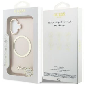 Dėklas Guess IML Script Metal MagSafe Apple iPhone 17 rožinės spalvos - Image 8