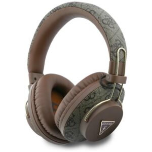 Ausinės Guess Triangle Logo Bluetooth ENC rudos spalvos