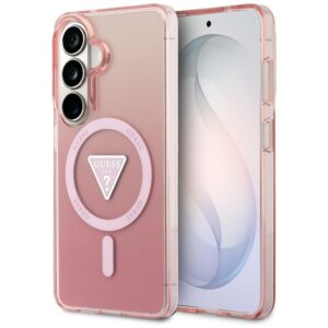 Dėklas Guess IML Gradient Triangle MagSafe Samsung Galaxy S26 rožinės spalvos