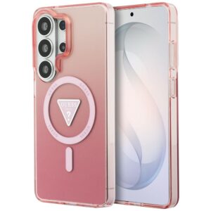 Dėklas Guess IML Gradient Triangle MagSafe Samsung Galaxy S26 Ultra rožinės spalvos