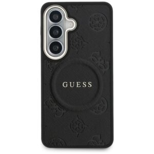 Dėklas Guess Saffiano Peony Embossed Ring MagSafe Samsung Galaxy S26 juodos spalvos - Image 3