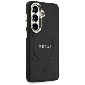 Dėklas Guess Saffiano Peony Embossed Ring MagSafe Samsung Galaxy S26 juodos spalvos - Image 4