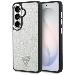 Dėklas Guess Fixed Glitter Triangle MagSafe Samsung Galaxy S26 silver