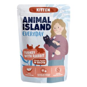 ANIMAL ISLAND Everyday Kitten Turkey with rabbit in broth - šlapias kačių maistas - 85g