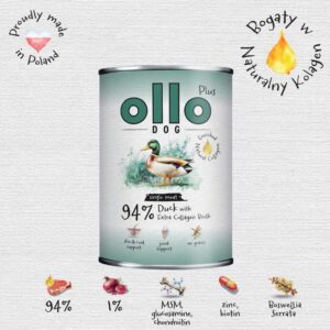 OLLO Plus Collagen Mono Duck - drėgnas ėdalas šunims - 800g - Image 2
