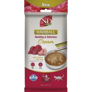 FARMINA N&D Quinoa Cat Hairball Cream with Chicken & Tuna box – skanėstas katei – 4x15g