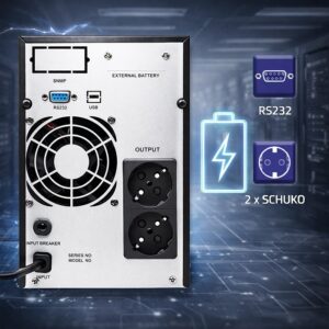 Qoltec 52640 Gryno sinusoidės UPS avarinis maitinimo šaltinis | 1 kVA | 800 W | AVR | LCD - Image 3