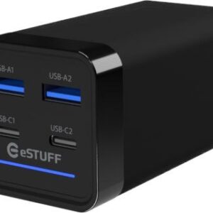 eSTUFF ES635200 mobiliojo įrenginio kroviklis Knyginis kompiuteris Juoda AC Spartusis įkrovimas Vidaus - Image 1