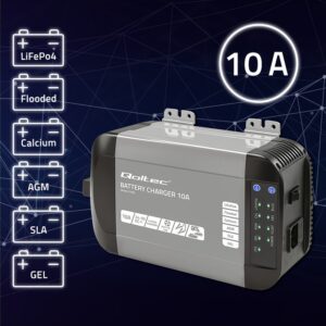 Qoltec 51952 Išmanusis „Monolith“ įkroviklis LiFePO4 AGM GEL SLA akumuliatoriams | 10A | 24V - Image 2