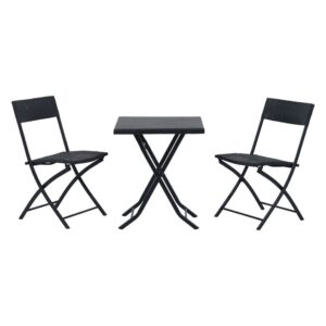 Extralink Small Black Forest Garden Furniture Set, Two Chairs + Black Table lauko baldų komplektas Juoda
