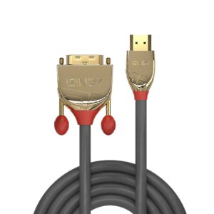 Lindy 36195 vaizdo kabelio adapteris 2 m HDMI A tipo (standartinis) DVI-D Auksas, Pilka - Image 2
