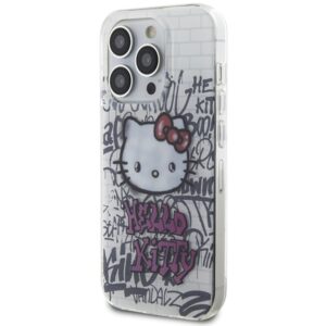 Hello Kitty HKHCP13LHDGPHT Apple iPhone 13 Pro/ 13 6.1" baltos spalvos kietas dėklas IML Kitty On Bricks Graffiti - Image 2