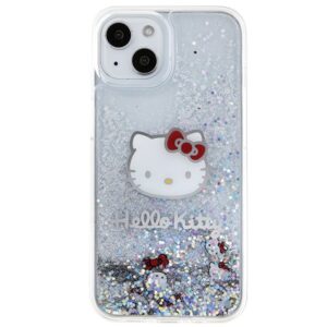 Hello Kitty HKHCP14SLIKHET Apple iPhone 14 /15 / 13 6.1" silver kietas dėklas Liquid Glitter Charms Kit - Image 3