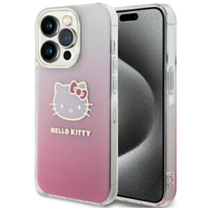 Hello Kitty HKHCP14LHDGKEP Apple iPhone 14 Pro 6.1" rožinės spalvos kietas dėklas IML Gradient Electrop Kitty Head