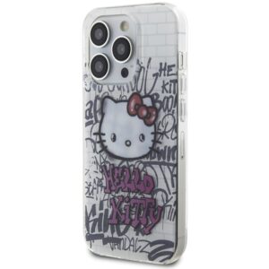 Hello Kitty HKHCP14LHDGPHT Apple iPhone 14 Pro 6.1" baltos spalvos kietas dėklas IML Kitty On Bricks Graffiti - Image 2