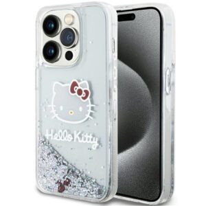 Hello Kitty HKHCP14XLIKHET Apple iPhone 14 Pro Max 6.7" silver kietas dėklas Liquid Glitter Charms Kitty - Image 1