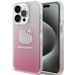 Hello Kitty HKHCP15LHDGKEP Apple iPhone 15 Pro 6.1" rožinės spalvos kietas dėklas IML Gradient Electrop Kitty Head