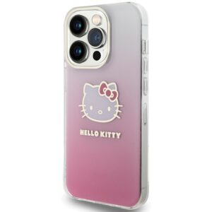 Hello Kitty HKHCP15LHDGKEP Apple iPhone 15 Pro 6.1" rožinės spalvos kietas dėklas IML Gradient Electrop Kitty Head - Image 2