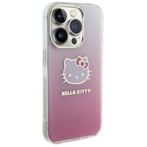 Hello Kitty HKHCP15LHDGKEP Apple iPhone 15 Pro 6.1" rožinės spalvos kietas dėklas IML Gradient Electrop Kitty Head - Image 4