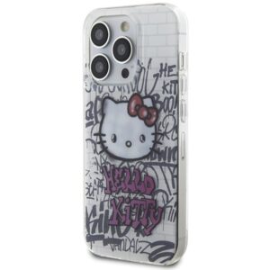 Hello Kitty HKHCP15LHDGPHT Apple iPhone 15 Pro 6.1" baltos spalvos kietas dėklas IML Kitty On Bricks Graffiti - Image 2