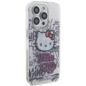 Hello Kitty HKHCP15LHDGPHT Apple iPhone 15 Pro 6.1" baltos spalvos kietas dėklas IML Kitty On Bricks Graffiti - Image 4
