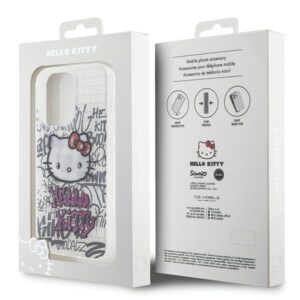 Hello Kitty HKHCP15LHDGPHT Apple iPhone 15 Pro 6.1" baltos spalvos kietas dėklas IML Kitty On Bricks Graffiti - Image 8