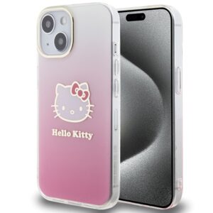 Hello Kitty HKHCP15SHDGKEP Apple iPhone 15 /14 / 13 6.1" rožinės spalvos kietas dėklas IML Gradient Electrop Kitty