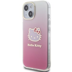 Hello Kitty HKHCP15SHDGKEP Apple iPhone 15 /14 / 13 6.1" rožinės spalvos kietas dėklas IML Gradient Electrop Kitty - Image 2