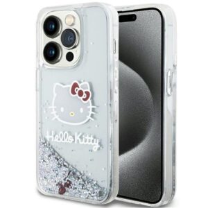 Hello Kitty HKHCP15LLIKHET Apple iPhone 15 Pro 6.1" silver kietas dėklas Liquid Glitter Charms Kitty Hea - Image 1