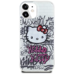 Hello Kitty HKHCP15SHDGPHT Apple iPhone 15 /14 / 13 6.1" baltos spalvos kietas dėklas IML Kitty On Bricks Graffiti - Image 3