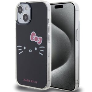 Hello Kitty HKHCP15SHKHLK Apple iPhone 15 /14 / 13 6.1" juodos spalvos kietas dėklas IML Kitty Face