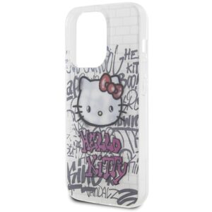 Hello Kitty HKHCP15XHDGPHT Apple iPhone 15 Pro Max 6.7" baltos spalvos kietas dėklas IML Kitty On Bricks Graffiti - Image 6