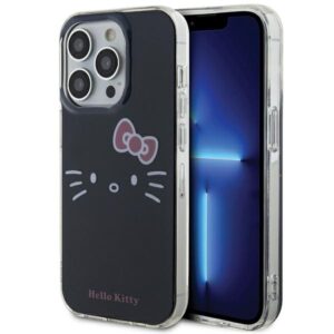 Hello Kitty HKHCP15XHKHLK Apple iPhone 15 Pro Max 6.7" juodos spalvos kietas dėklas IML Kitty Face - Image 1