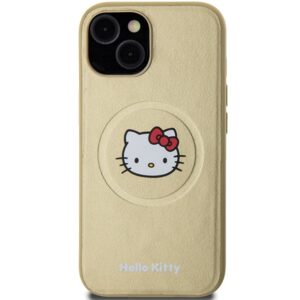 Hello Kitty HKHMP14SPGHCKD Apple iPhone 14 /15 / 13 6.1" gold kietas dėklas Leather Kitty Head MagSafe - Image 3