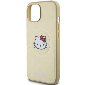 Hello Kitty HKHMP15SPGHCKD Apple iPhone 15 /14 / 13 6.1" gold kietas dėklas Leather Kitty Head MagSafe - Image 6