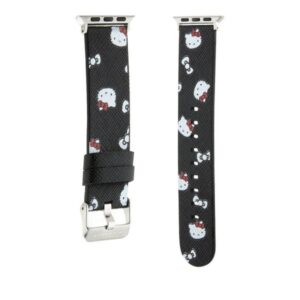 Hello Kitty apyrankė HKAWMPSAPSK Apple Watch 38/40/41mm juodos spalvos apyrankė Heads & Bows Pattern - Image 3