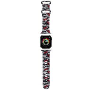 Hello Kitty apyrankė HKAWMSDIEZK Apple Watch 38/40/41mm juodos spalvos apyrankė Silicone Bows & Stripes