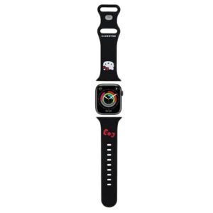 Hello Kitty apyrankė HKAWMSCHBLK Apple Watch 38/40/41mm juodos spalvos apyrankė Silicone Kitty Head