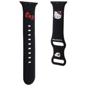 Hello Kitty apyrankė HKAWMSCHBLK Apple Watch 38/40/41mm juodos spalvos apyrankė Silicone Kitty Head - Image 3