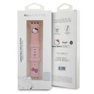 Hello Kitty apyrankė HKAWMSCHBLP Apple Watch 38/40/41mm rožinės spalvos apyrankė Silicone Kitty Head - Image 5