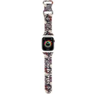 Hello Kitty apyrankė HKAWMSDGPTE Apple Watch 38/40/41mm Beige apyrankė Silicone Tags Graffiti